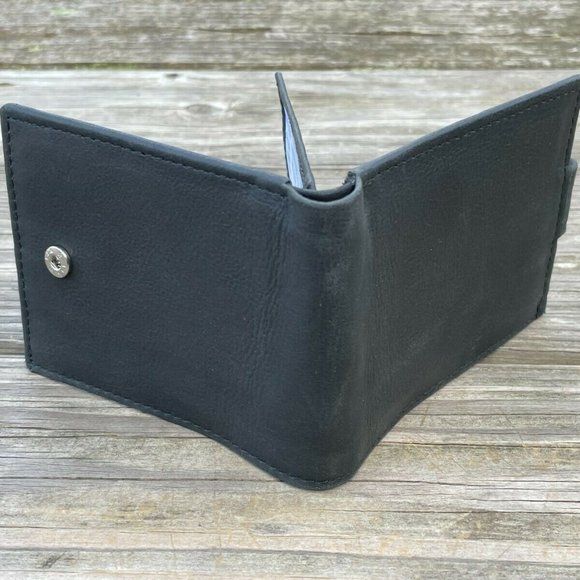 Card Holder Black Wallet Handmade Purse Bi Fold Genuine Leather Purse - Picture 11 of 12